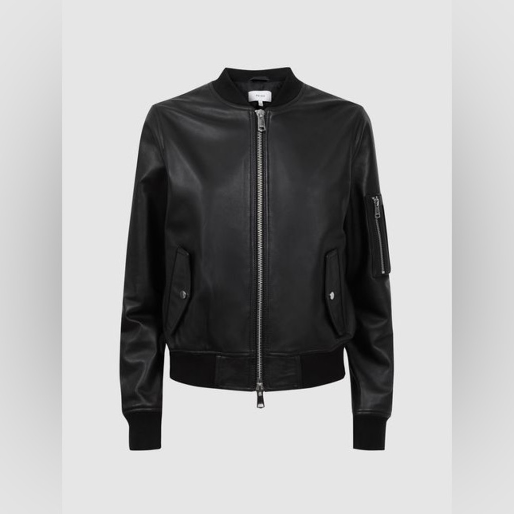 REISS BRADIE LEATHER BOMBER
